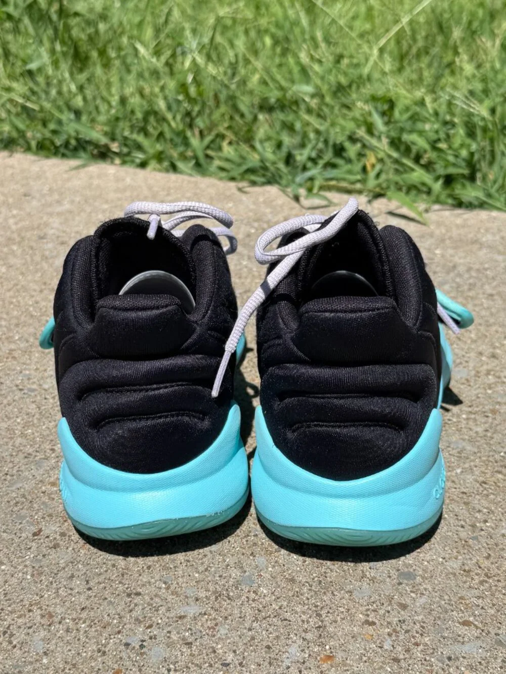Adidas Cloudfoam Youth 5Y Black Aqua Y2K Athletic Training Sneakers Shoes 4070